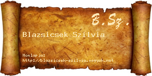 Blazsicsek Szilvia névjegykártya