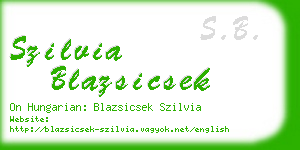 szilvia blazsicsek business card